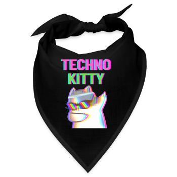 Techno Kitty - Bandana - Schwarz - Vorne