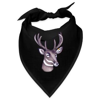 Hirschkopf im Herbst Hirsch Geweih Bock Reh Kitz 7 - Bandana - Schwarz - Vorne