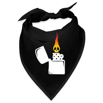 Flammenschädel und weißes Feuerzeug - Bandana - Schwarz - Vorne