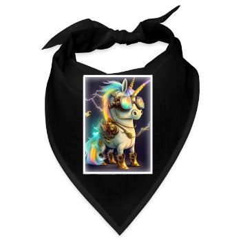 Einhorn im Steampunk Cyborg Style mit Neonlichtern - Bandana - Schwarz - Vorne