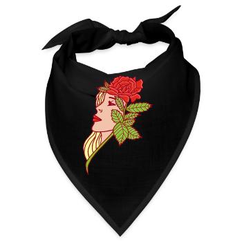 Die Frau und die Rose - Bandana - Schwarz - Vorne