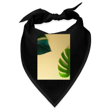 Monstera-Blätter - Bandana - Schwarz - Vorne
