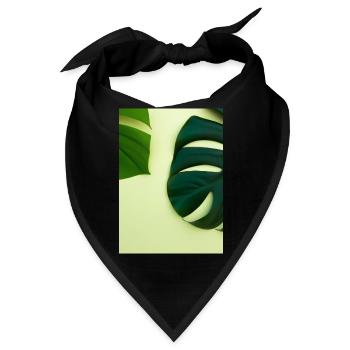 Monstera-Blätter - Bandana - Schwarz - Vorne