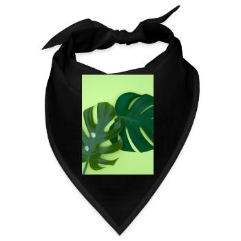 Monstera-Blätter - Bandana - Schwarz - Vorne