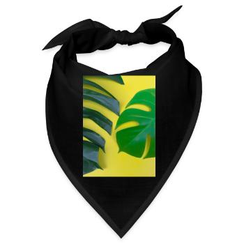 Monstera-Blätter - Bandana - Schwarz - Vorne