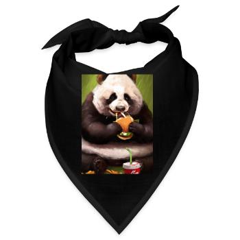 Panda isst Fast Food - Bandana - Schwarz - Vorne
