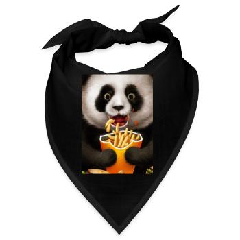 Panda isst Fast Food - Bandana - Schwarz - Vorne