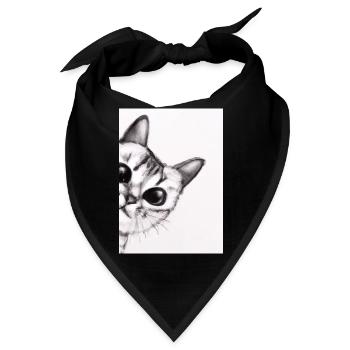 Niedliche Katze Zeichnung - Bandana - Schwarz - Vorne