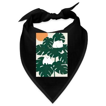 Katzen auf Leafs - Bandana - Schwarz - Vorne