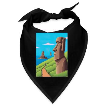 Monumentale Moai-Statuen - Bandana - Schwarz - Vorne