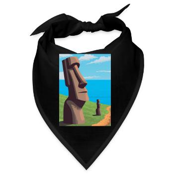 Monumentale Moai-Statuen - Bandana - Schwarz - Vorne