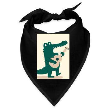 Krokodil spielt Gitarre - Bandana - Schwarz - Vorne