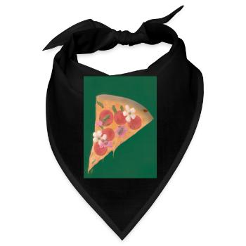 Blümchen-Pizza - Bandana - Schwarz - Vorne