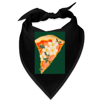 Blümchen-Pizza - Bandana - Schwarz - Vorne
