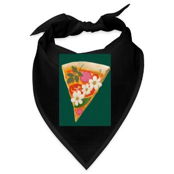 Blümchen-Pizza - Bandana - Schwarz - Vorne