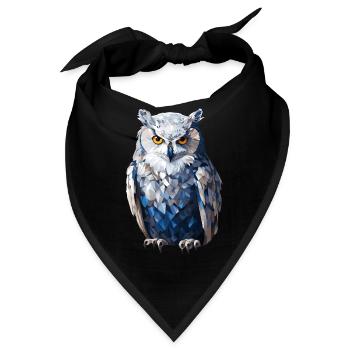Schnee - Eule im Polygon Stil - Bandana - Schwarz - Vorne