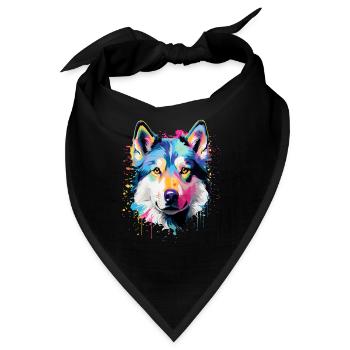 Alaskischer Malamute Colorful - Bandana - Schwarz - Vorne