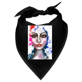 Ausdrucksstarke Wasserfarben-Porträtkunst - Bandana - Schwarz - Vorne