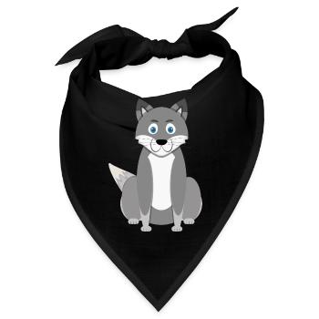 Karikatur-Wolf - Bandana - Schwarz - Vorne