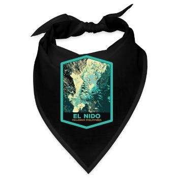 Luftaufnahme von El Nido und Fischerbooten, Palawan - Bandana - Schwarz - Vorne