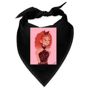 Illustration eines animierten Mädchens mit roten ✨ Haaren - Bandana - Schwarz - Vorne