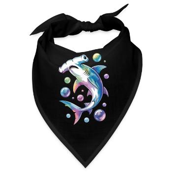 Lebendiger Hai mit Blasenakzenten - Bandana - Schwarz - Vorne