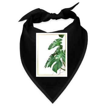 Monstera Blätter im Goldrahmen - Bandana - Schwarz - Vorne