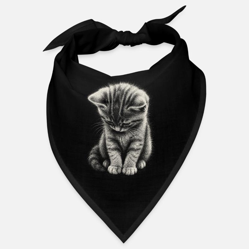 Trauriges Kätzchen Katze Süß Niedlich Kunst Bandana