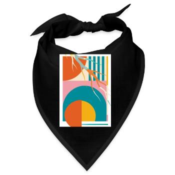 Abstrakte Geometrie mit organischen Linien Retro  - Bandana - Schwarz - Vorne