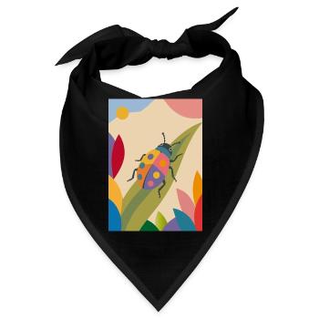 Buntes Insekt im Blumenfeld – Naturmotiv  - Bandana - Schwarz - Vorne