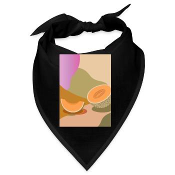 Melone in warmen Farben – modernes Frucht Motiv - Bandana - Schwarz - Vorne