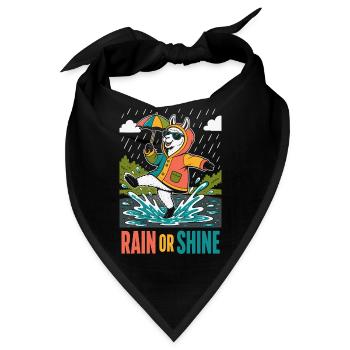 Rain or Shine – Fröhliches Lama im Regen - Bandana - Schwarz - Vorne