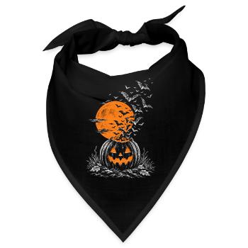 Kürbislaterne mit Fledermausschwarm - Bandana - Schwarz - Vorne