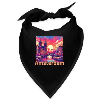 Amsterdam Sonnenuntergang Kanal Violette Grunge - Bandana - Schwarz - Vorne