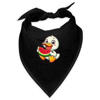 Ente Erpel Mit Wassermelone Fruchtig - Bandana - Schwarz - Vorne