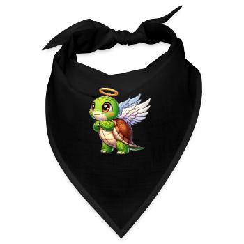 Schildkröte als Engel mit Heiligenschein - Bandana - Schwarz - Vorne
