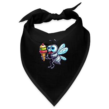 Süße Fliege Cartoon Eis Sommer Spaß - Bandana - Schwarz - Vorne