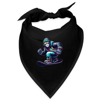 gorilla snowboarder snowboard winter winterurlaub - Bandana - Schwarz - Vorne