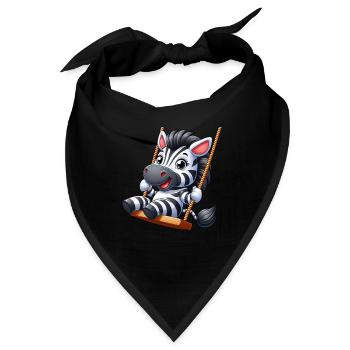 Süßes Zebra auf Schaukel Spielplatz Cartoon - Bandana - Schwarz - Vorne