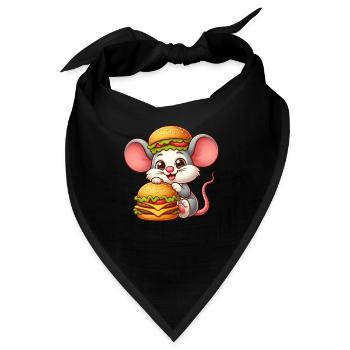 Lustige Maus Ratte Cheeseburger Comic Fast Food - Bandana - Schwarz - Vorne
