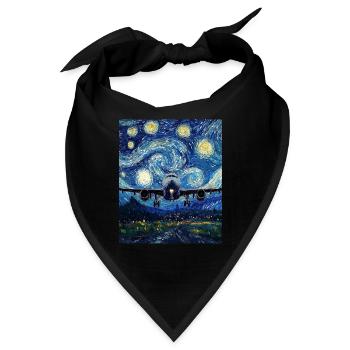 Flugzeug starry night van gogh style - Bandana - Schwarz - Vorne