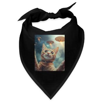 Katze Selfie UFO - Bandana - Schwarz - Vorne