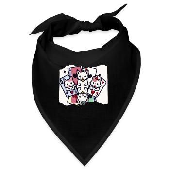 Cats Playing Cards - Bandana - Schwarz - Vorne