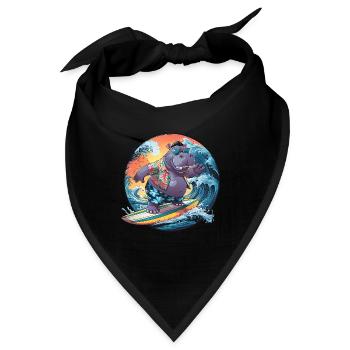 Hippo surfing lustiges cooles stylisches Hippo - Bandana - Schwarz - Vorne