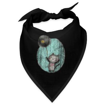 Katze mit Ballon - Bandana - Schwarz - Vorne