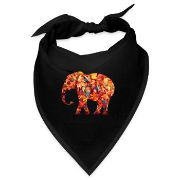 Elefant im Herbstlaub - Bandana - Schwarz - Vorne