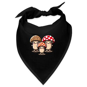 Lustiges süßes Pilz-Cartoon-Design - Bandana - Schwarz - Vorne