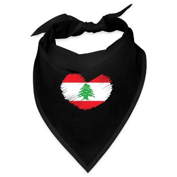 Libanon Flagge Herz Zeder Baum Wappen Geschenkidee - Bandana - Schwarz - Vorne