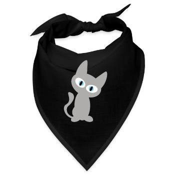 Graue Katze oder Kater als cooles Katzen Design - Bandana - Schwarz - Vorne
