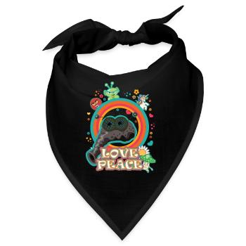 Love and Peace Fliege, cooles Hippie Design - Bandana - Schwarz - Vorne